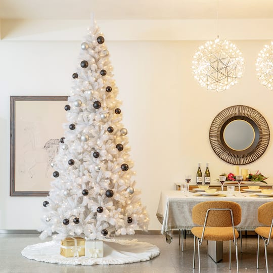 10ft. Pre-Lit White Slim Artificial Christmas Tree, Warm White LED Lights